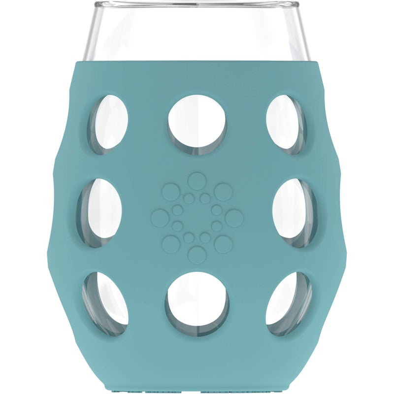 Lifefactory 11-Ounce Indoor/Outdoor Wine Glass with Protective Silicone Sleeve, 4-Pack, Carbon, Dusty purple, Aqua teal, & Cool grey - Image 2